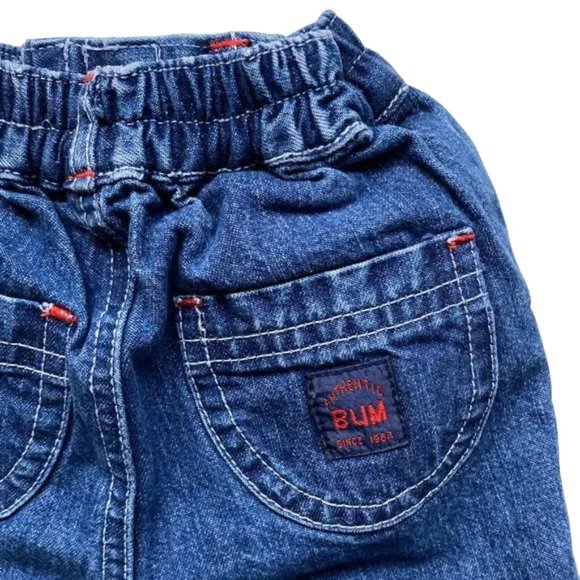 BUM Equipment Blue Denim Pull-On Embroidered Dog and Moon Jeans Size 0-3 Months - Picture 4 of 6